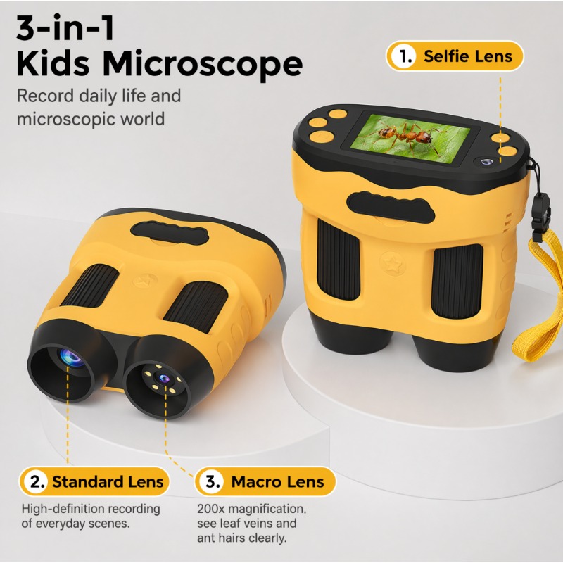 Kids Toys Top View - 4K 1000X 顕微鏡カメラデジタル子供用長距離観察スクリーンポータブルハンドヘルドおもちゃ昆虫植物屋外用 32G