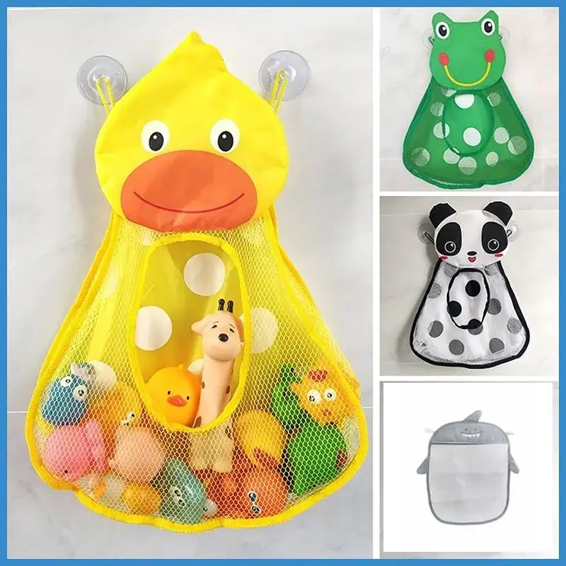Kids Storage Toys - vvocci 子供用収納バッグ 強力な吸盤付き 耐久性のあるポリエステル製 アヒルやカエルの水遊びおもちゃ、水遊びゲームバッグの整理に最適