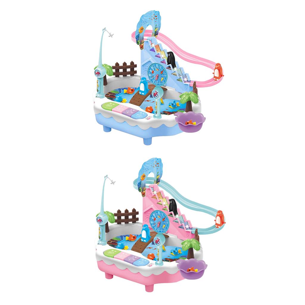 Kids Toys Learning - プラスチック製子供用知育玩具 ペンギンラダー釣りお風呂セット 学習音楽水遊びおもちゃ 未就学児向け