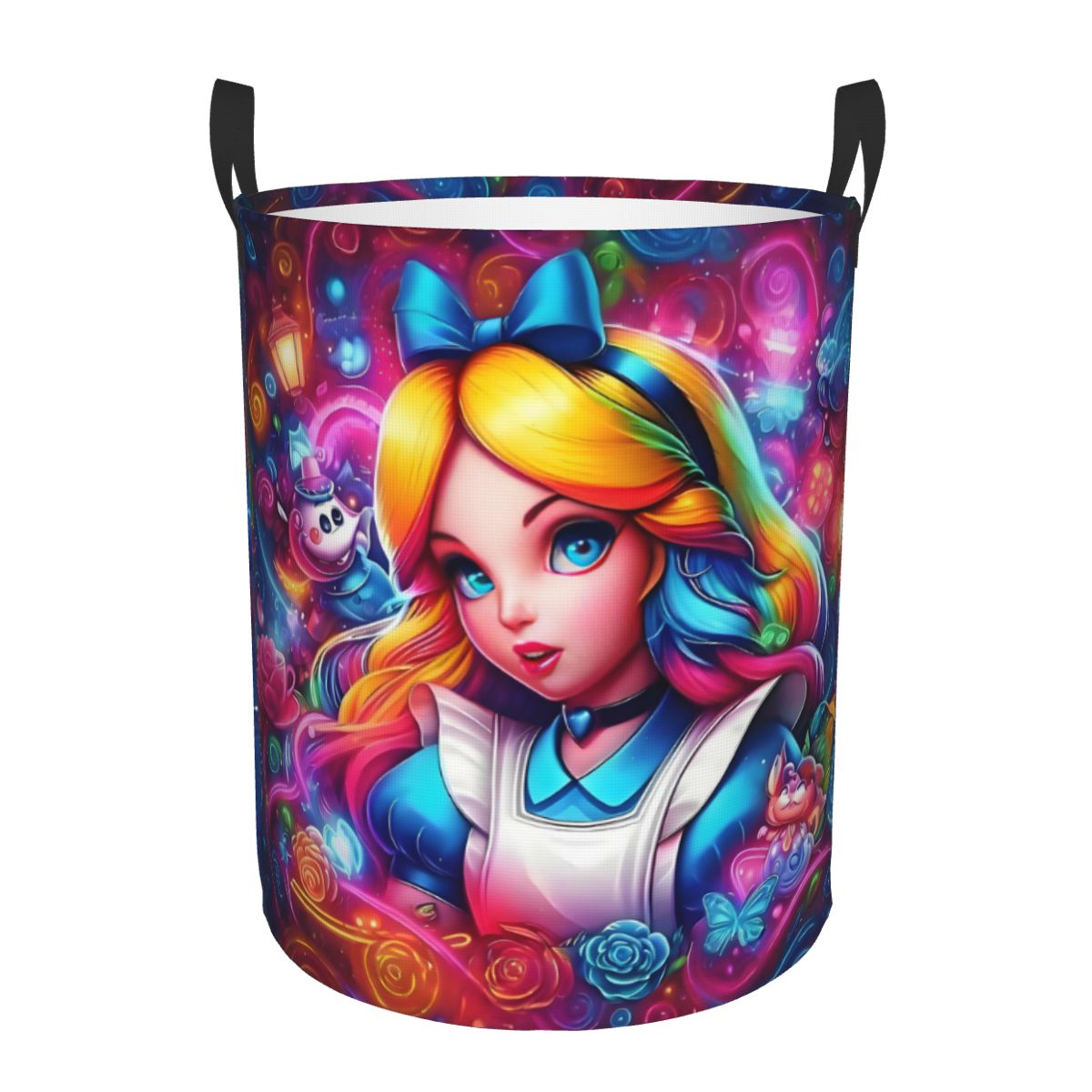 Kids Toys Basket - 不思議の国のアリス ランドリーハンパー 大型衣類収納バスケット おもちゃ入れ 子供用オーガナイザー