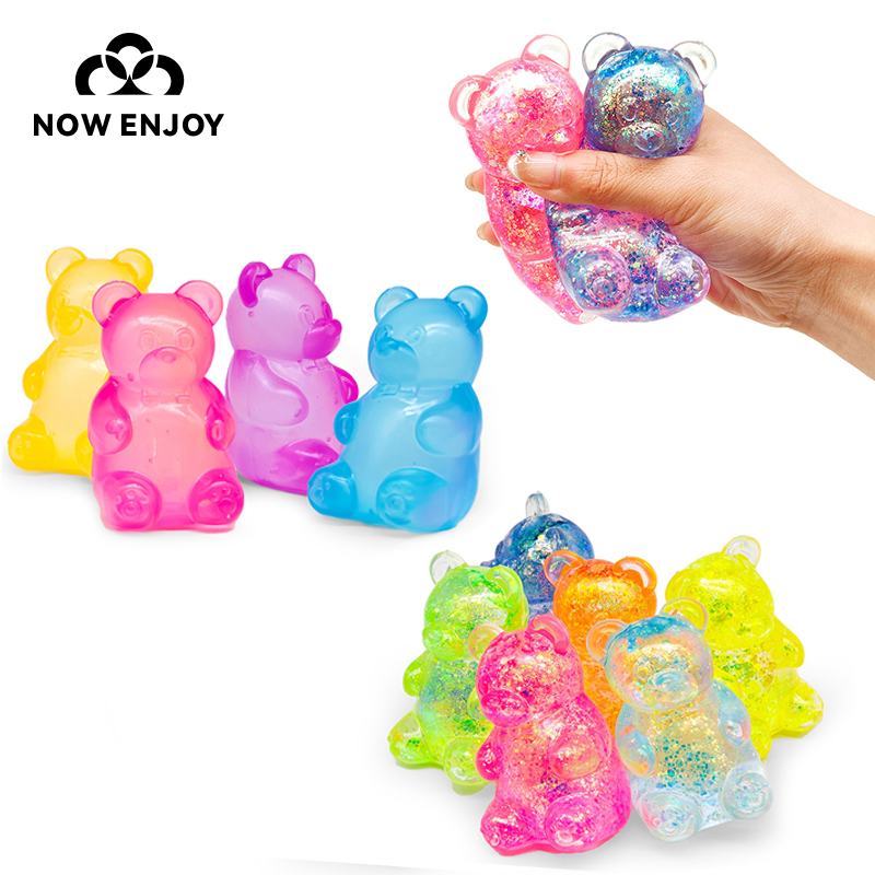 Kids Toys Now - 今すぐ楽しめるゴールドパウダー入り新作ソフトキュートな小さなクマのモルトース製ピンチストレス解消おもちゃ、大人も子供も楽しめるゆっくり戻るスクイーズ玩具