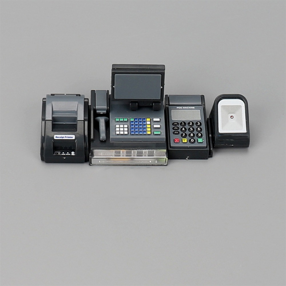 Toy Cash Register - ミニハウスレジ DIY ブラックグレーミニチュアレジ 1:6/1:12 スケール面白いミニスーパーマーケットストアカードマシン