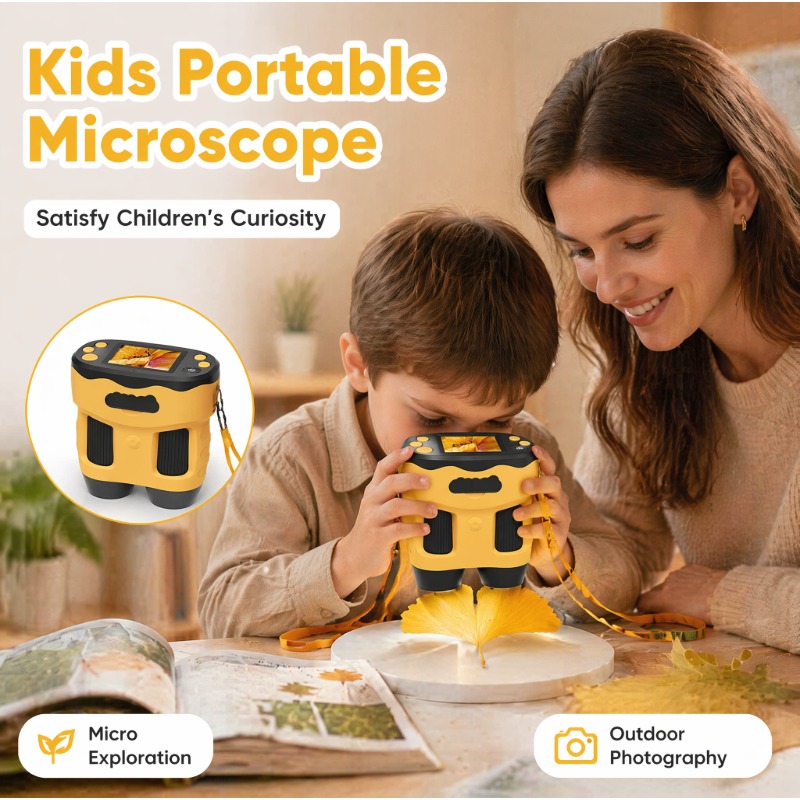 4K 1000X 顕微鏡カメラデジタル子供用長距離観察スクリ - Kids Toys Top View のレビューと価格