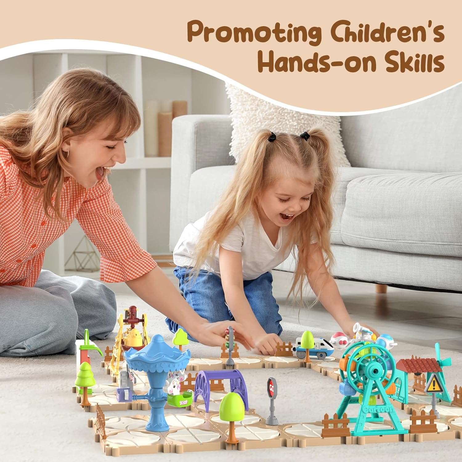 DIY パズルトラックカーセット組み立てシーンレールトレイン - Kids Toys Learning のレビューと価格