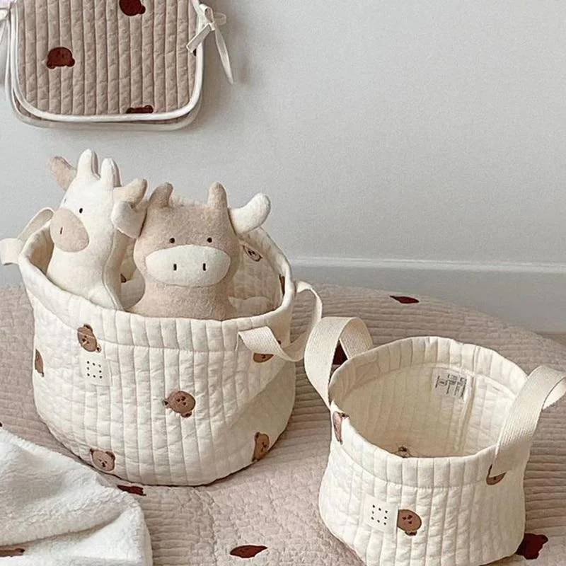 かわいいクマの刺繍入りおむつバッグ、おむつオーガナイザー、コ - Kids Toys Basket のレビューと価格
