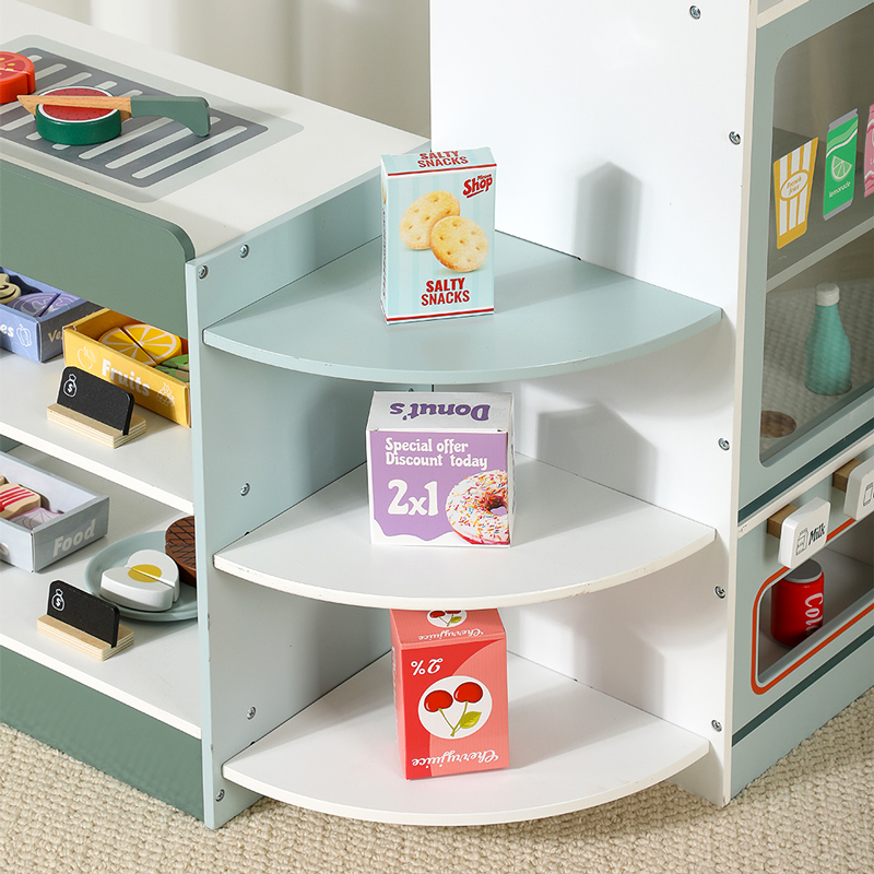 子供用木製食料品店プレイセット、子供用プレイストア木製スーパ - Toy Cash Register のレビューと価格