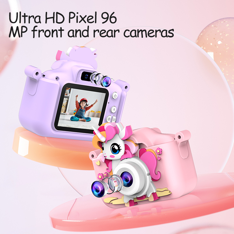 キッズカメラ漫画ユニコーンおもちゃ 1080P HD デュア - Kids Toys Top View のレビューと価格