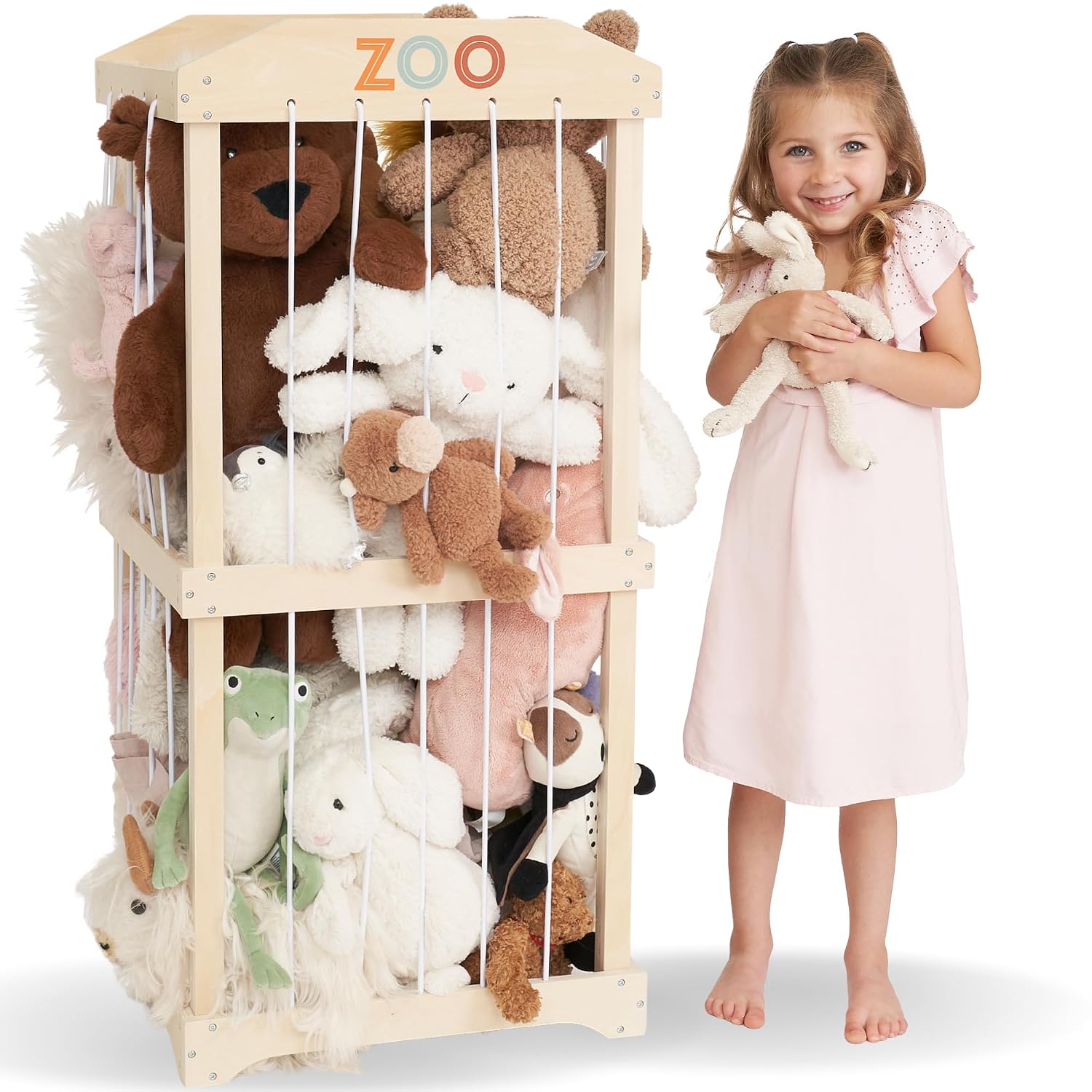 簡単組み立て 大型木製ぬいぐるみ収納ラック 立て置き型 縦型 - Kids Storage Toys のレビューと価格