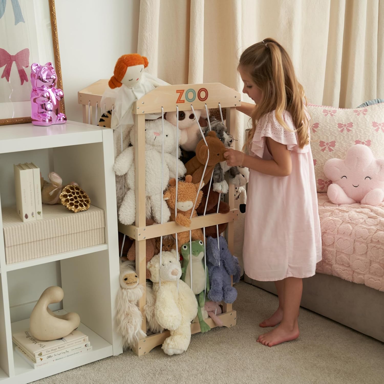 簡単組み立て 大型木製ぬいぐるみ収納ラック 立て置き型 縦型 - Kids Storage Toys のレビューと価格