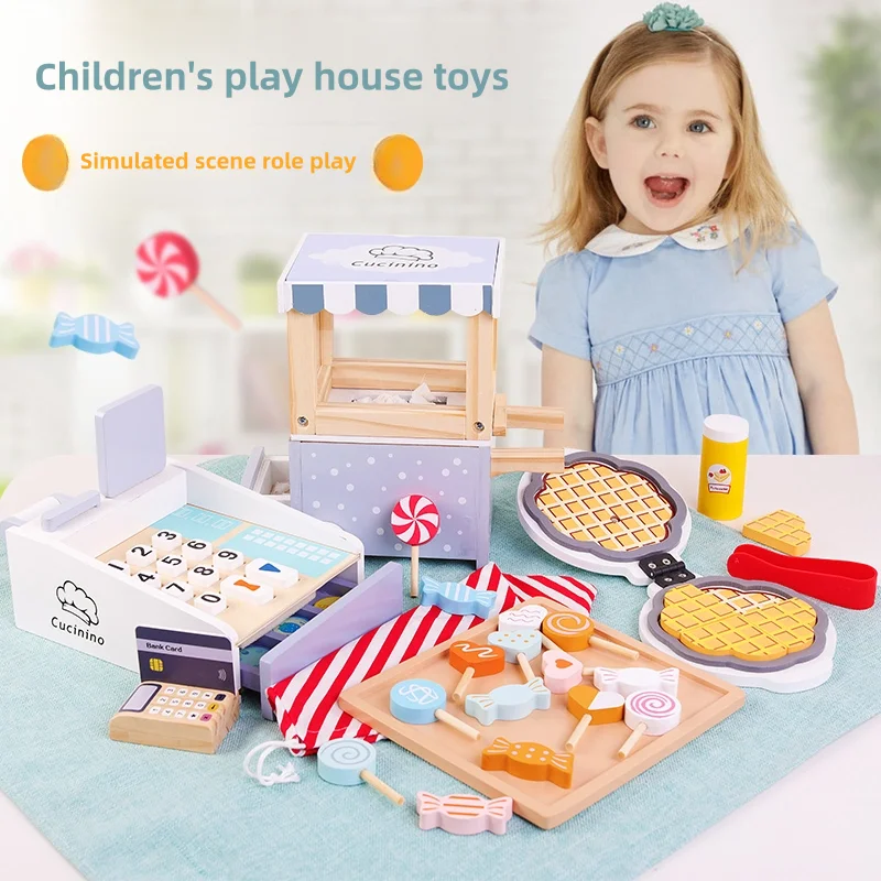 木製キッズレジスターごっこ遊びセット、インタラクティブなチェ - Toy Cash Register のレビューと価格