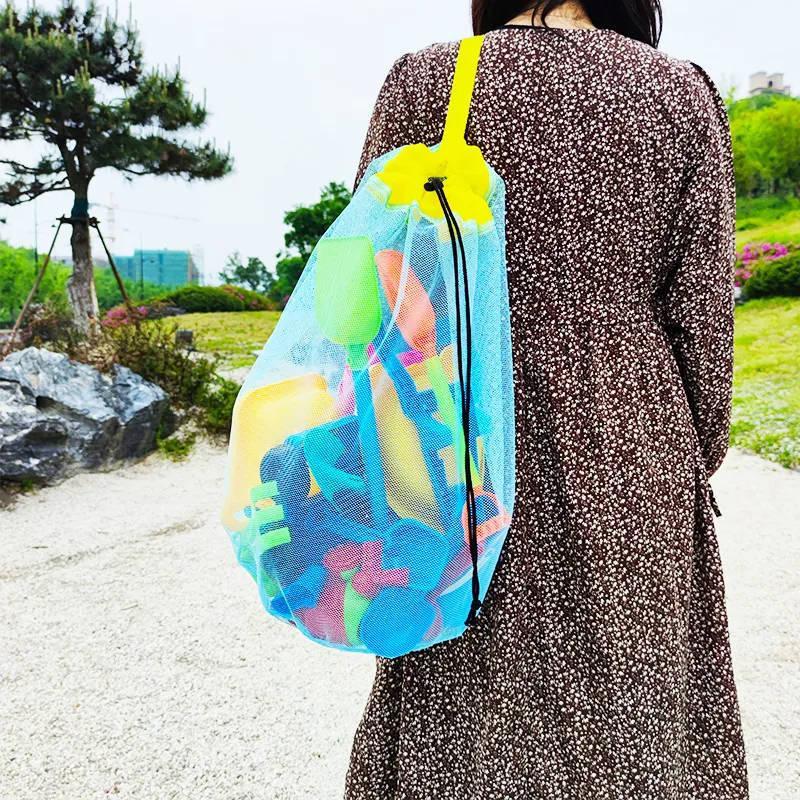 大容量ポータブルメッシュビーチ収納バッグ通気性のある折りたた - Kids Toys Bag のレビューと価格