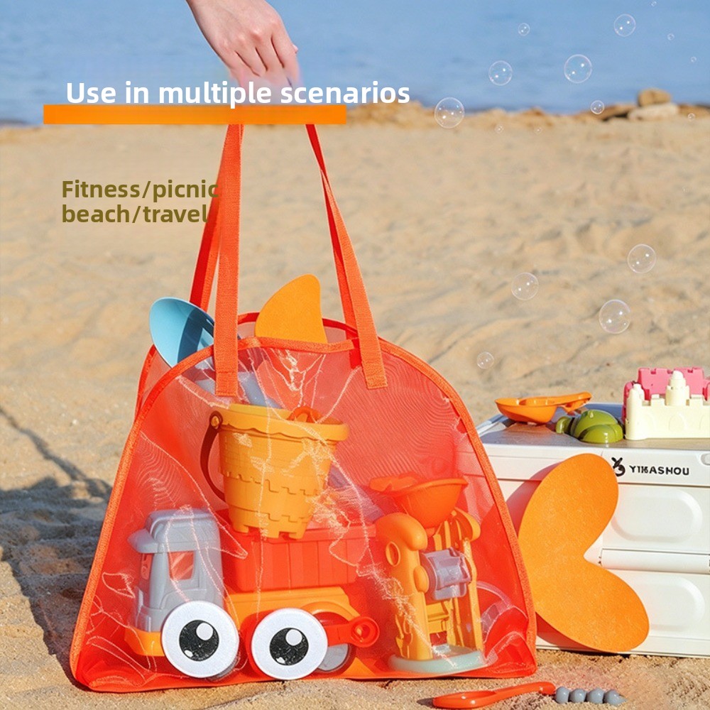 キッズメッシュビーチバッグ カラフルな漫画のサメ 動物 砂が - Kids Toys Bag のレビューと価格