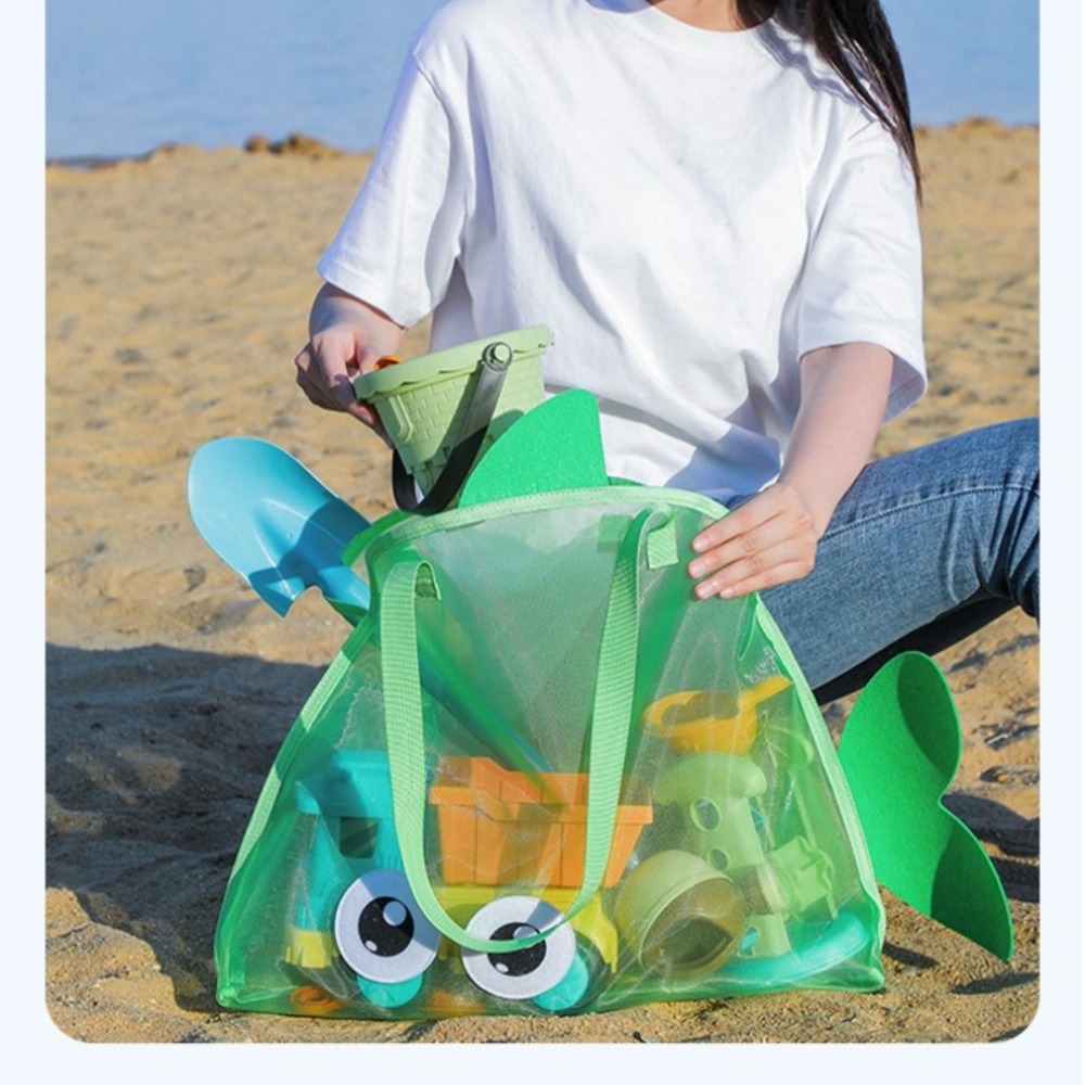 キッズメッシュビーチバッグ カラフルな漫画のサメ 動物 砂が - Kids Toys Bag のレビューと価格