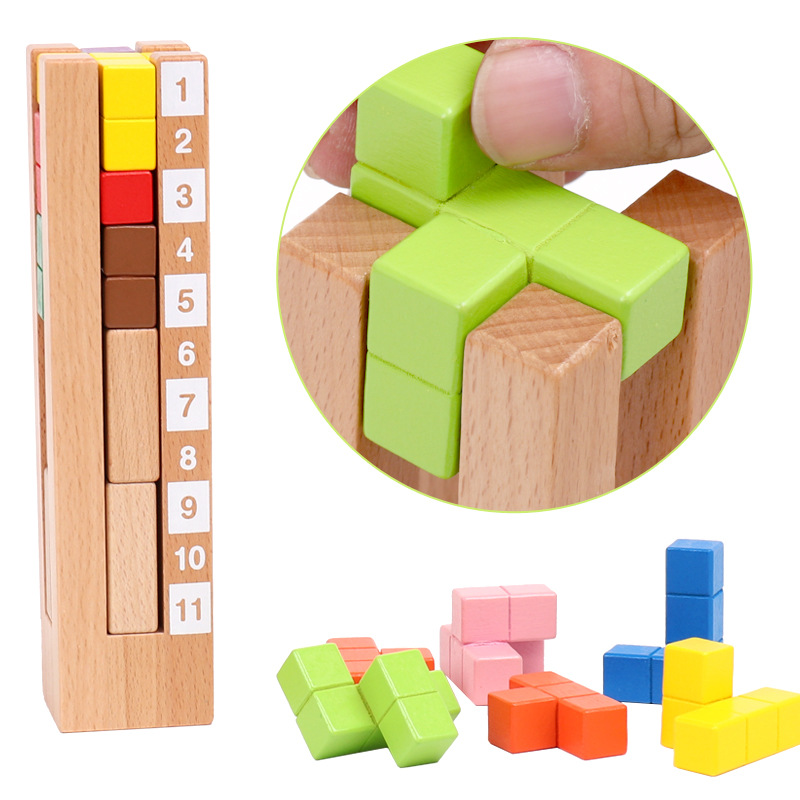 子供のための木製タワーブロック,幾何学的なビルディングブロッ - Kids Toys Now のレビューと価格