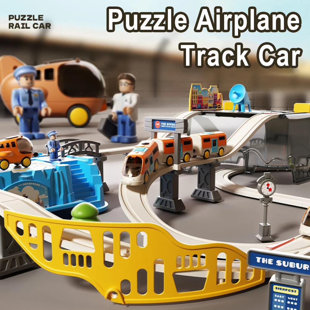 空港をテーマにした電車線路おもちゃセット 収納ボックス付き  - Kids Storage Toys のレビューと価格