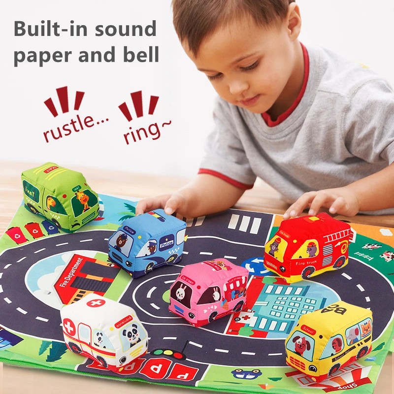 赤ちゃん,幼児,男の子,女の子のためのマットと車両が付いた柔 - Kids Toys Learning のレビューと価格