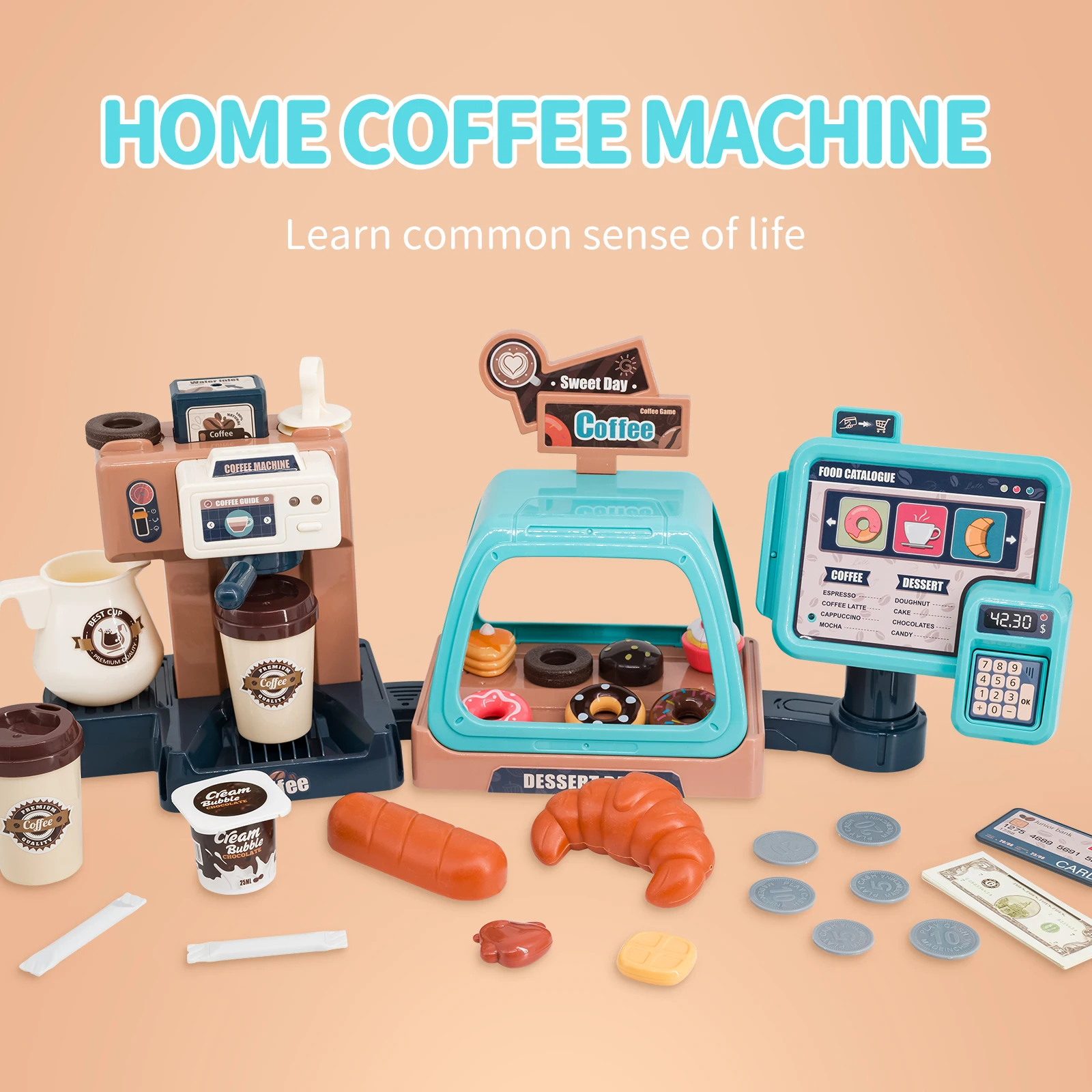 3in1コーヒーメーカーおもちゃセット キッチンおもちゃ 模 - Toy Cash Register のレビューと価格