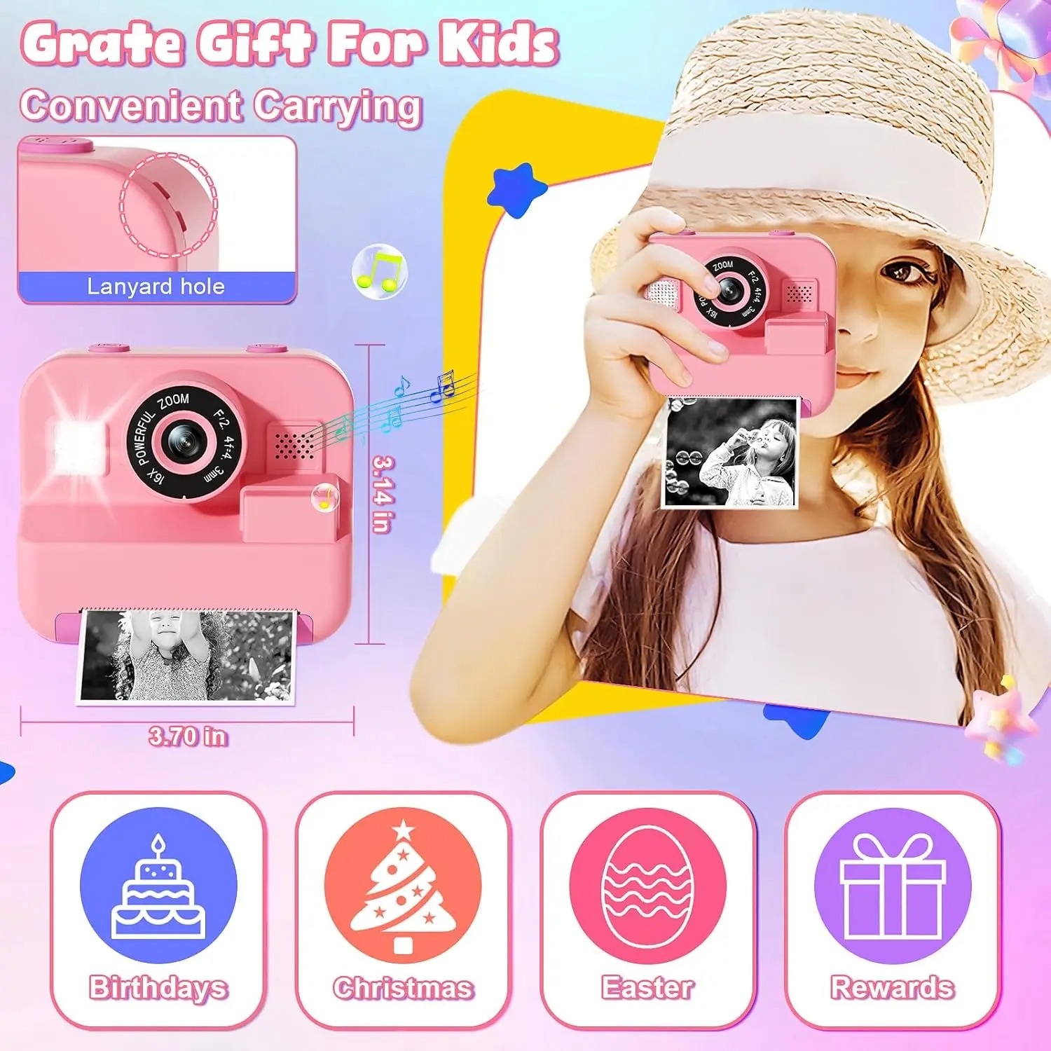 Newインスタントプリントカメラ 32 グラムカード付き熱写 - Kids Toys Top View のレビューと価格