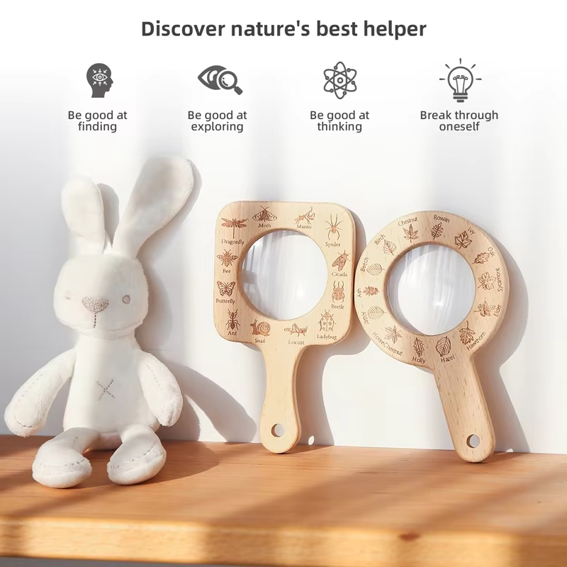 子供用木製拡大鏡 自然観察 昆虫や葉っぱの滑らかな表面 屋外 - Kids Toys Learning のレビューと価格