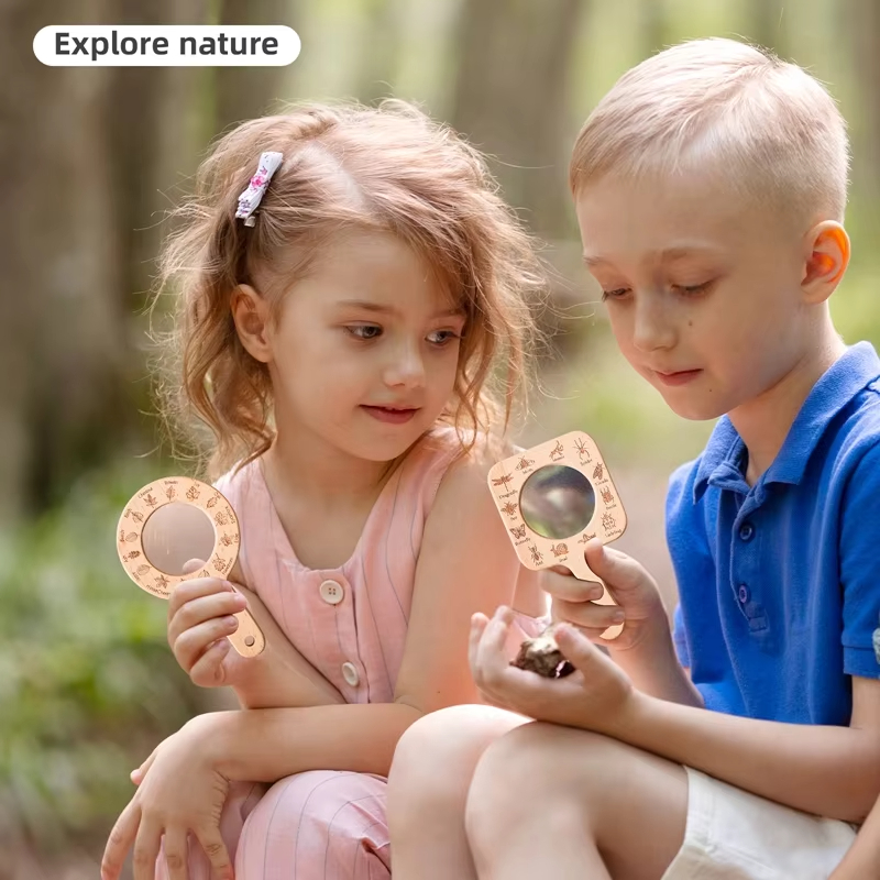 子供用木製拡大鏡 自然観察 昆虫や葉っぱの滑らかな表面 屋外 - Kids Toys Learning のレビューと価格